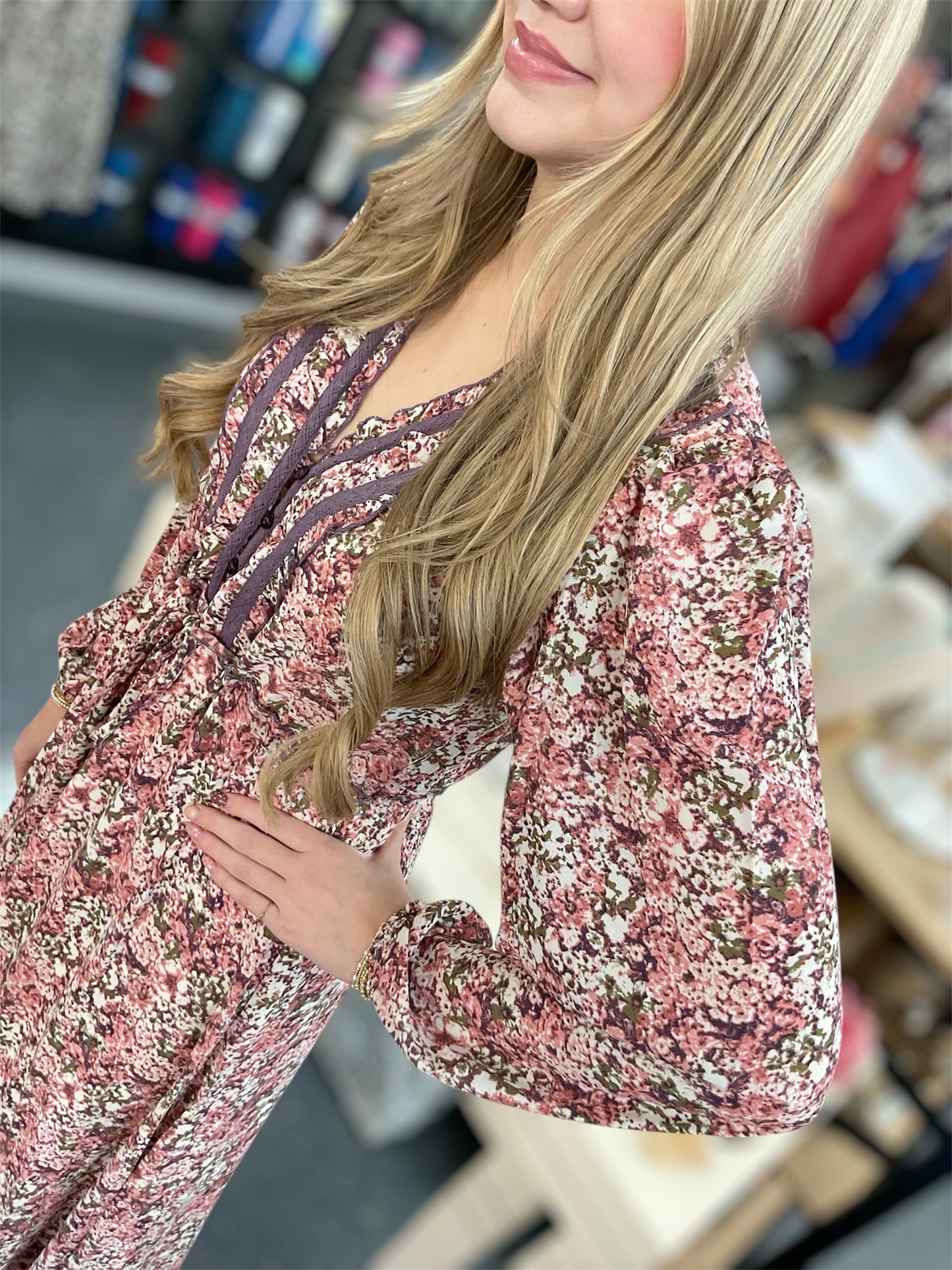 Blushing Meadow Floral Midi Dress