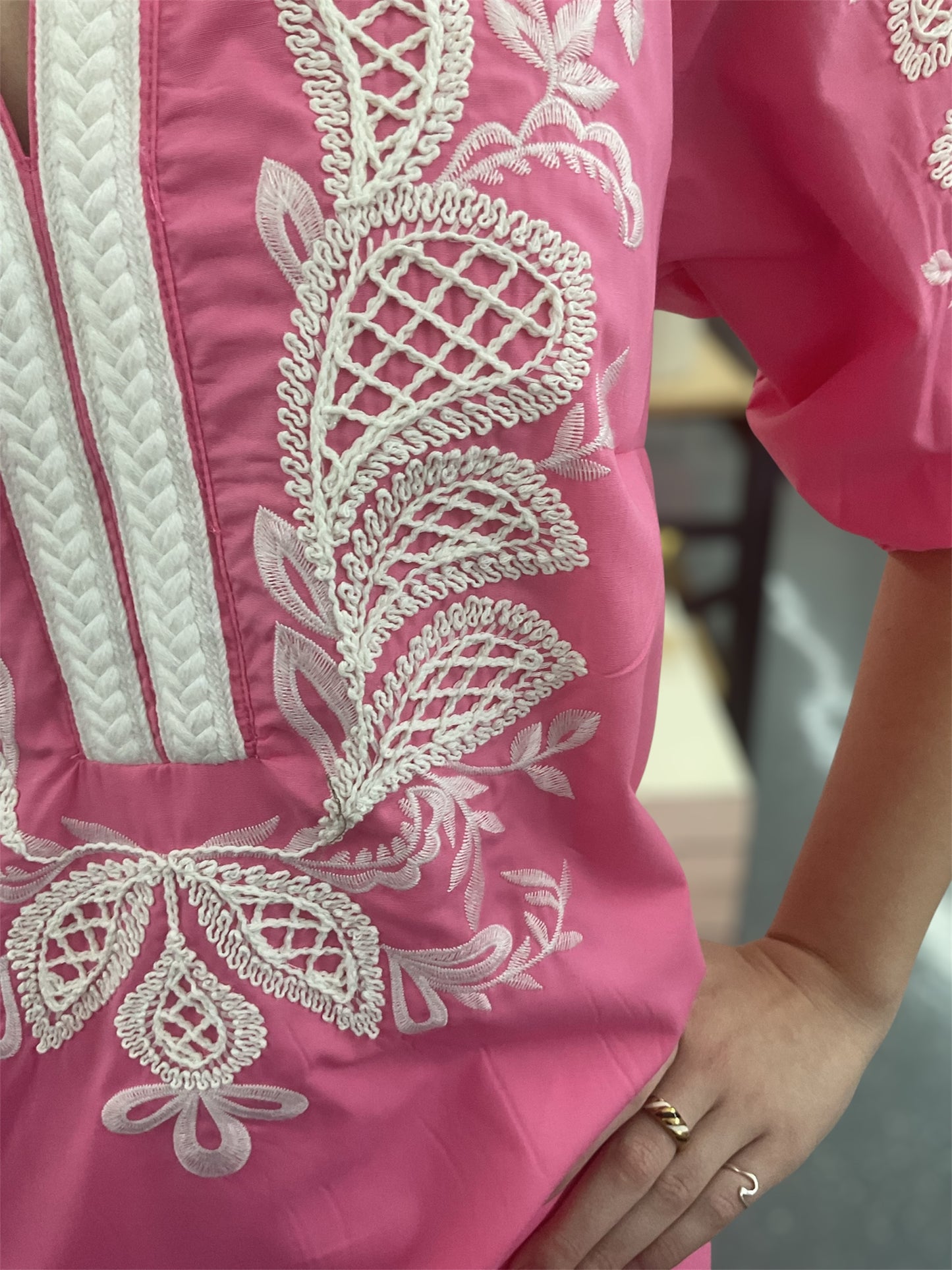Pink Breeze Embroidered Tunic Dress