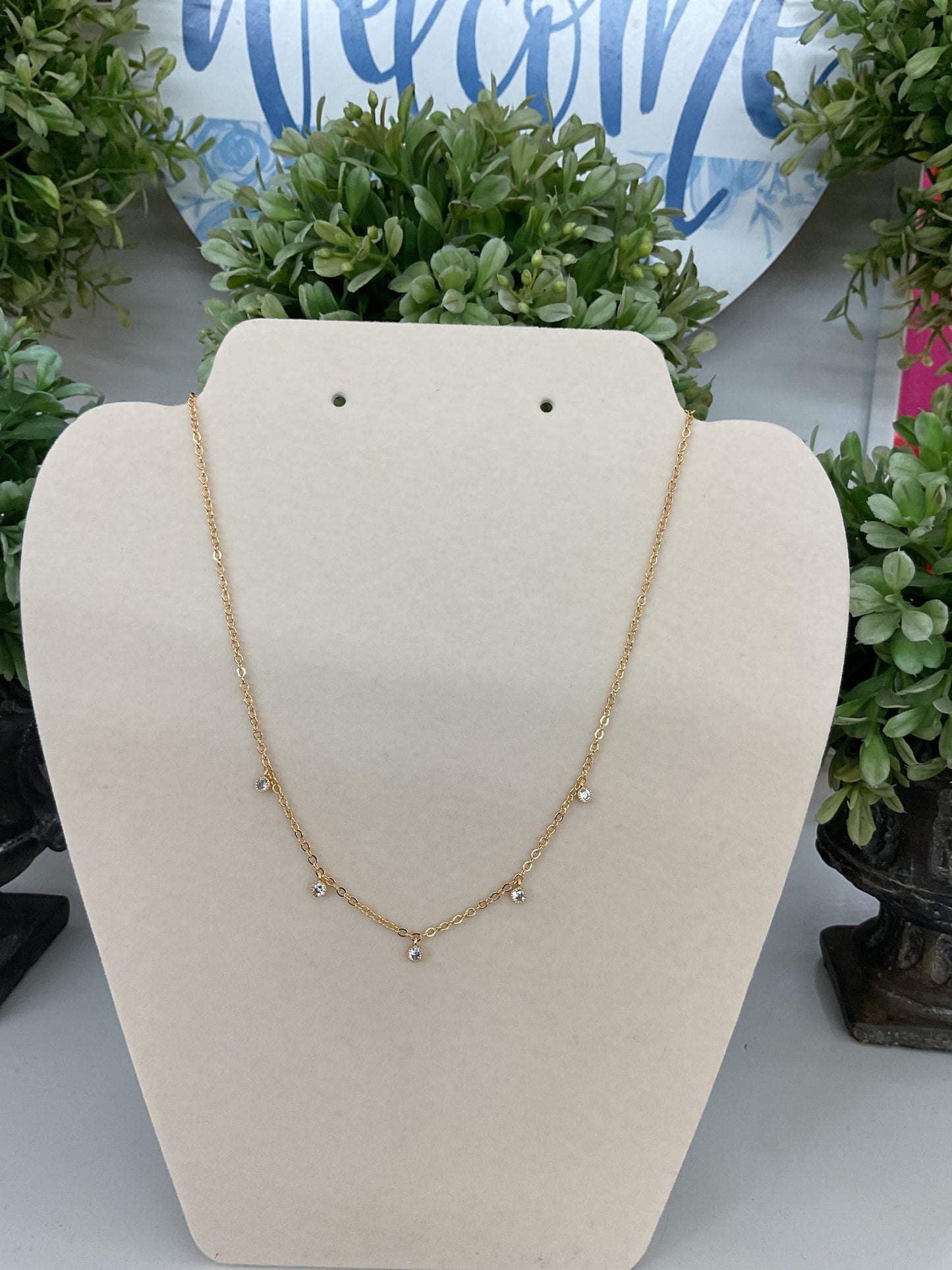 Bezel Dangle Necklace