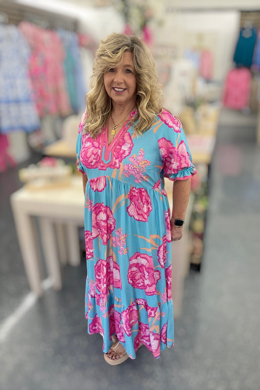 Tropical Bloom Breeze Maxi Dress