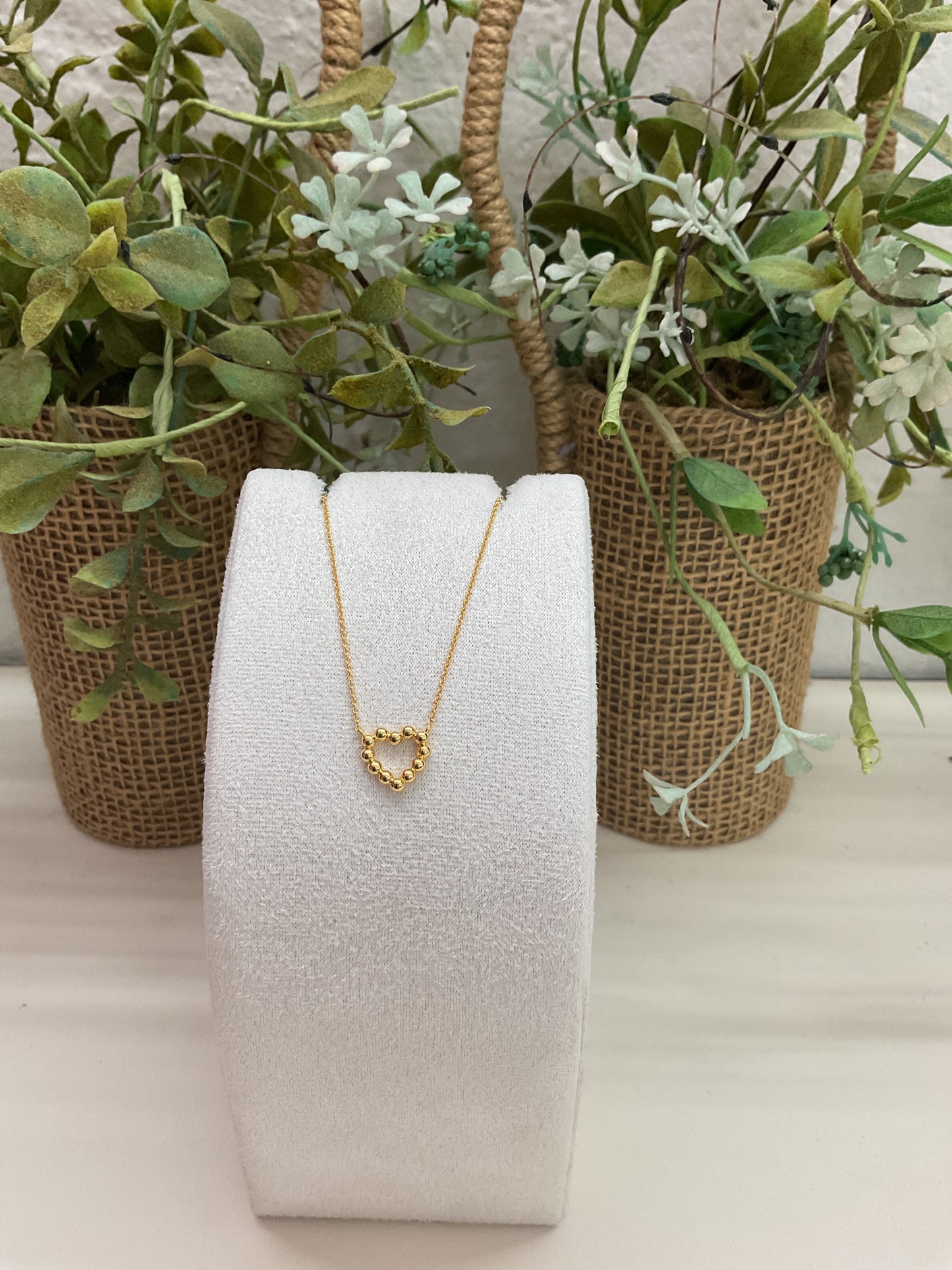 Golden Ball Heart Necklace