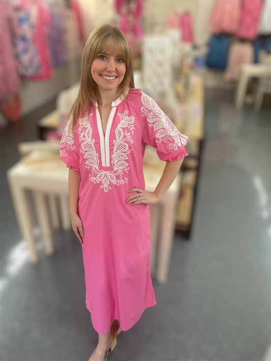 Pink Breeze Embroidered Tunic Dress