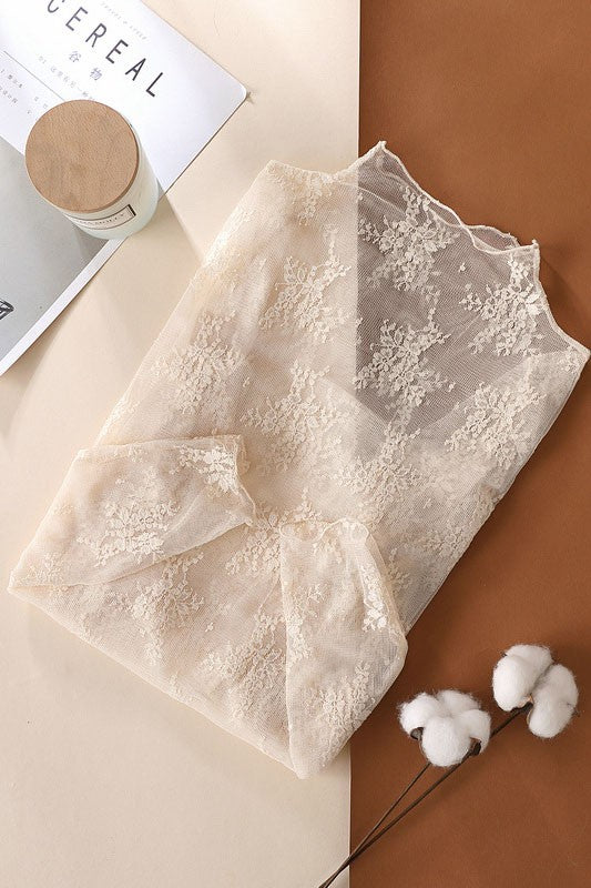 Sheer Beige Lace Top