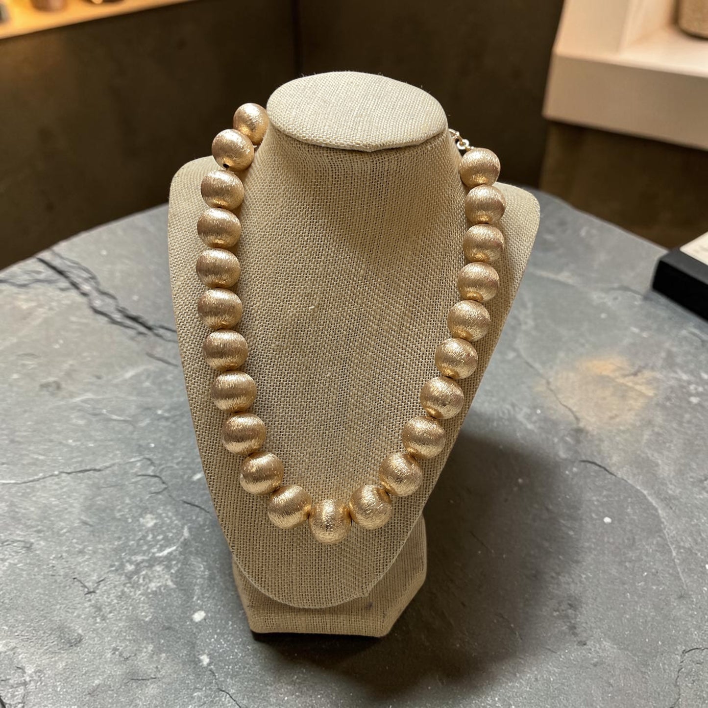 Brushed Gold Ball Necklace