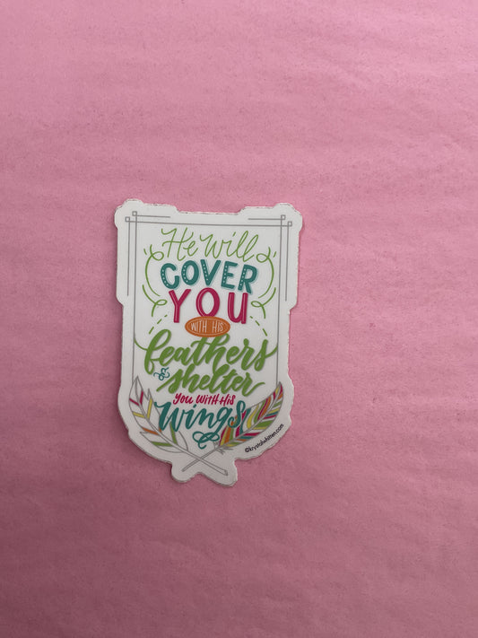 He Will Cover You Sticker