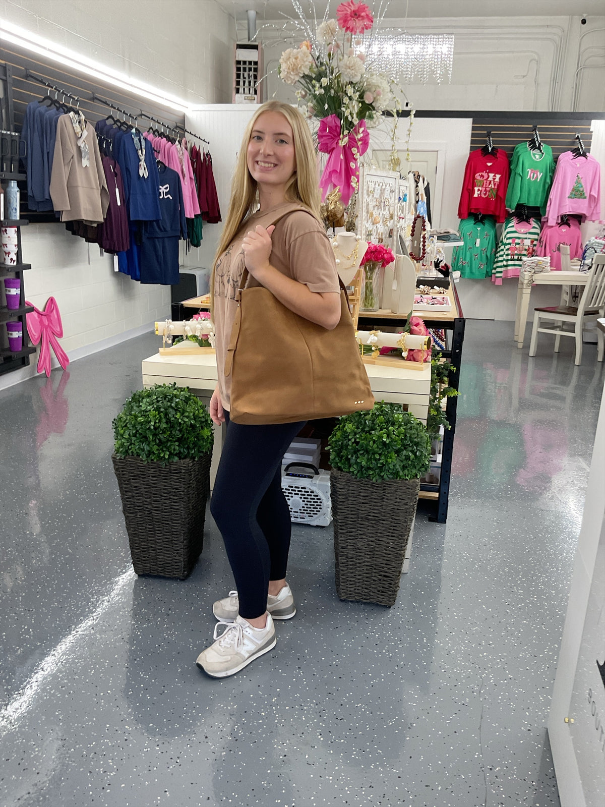 PS Evie Suede Hobo Shoulder Bag - Camel
