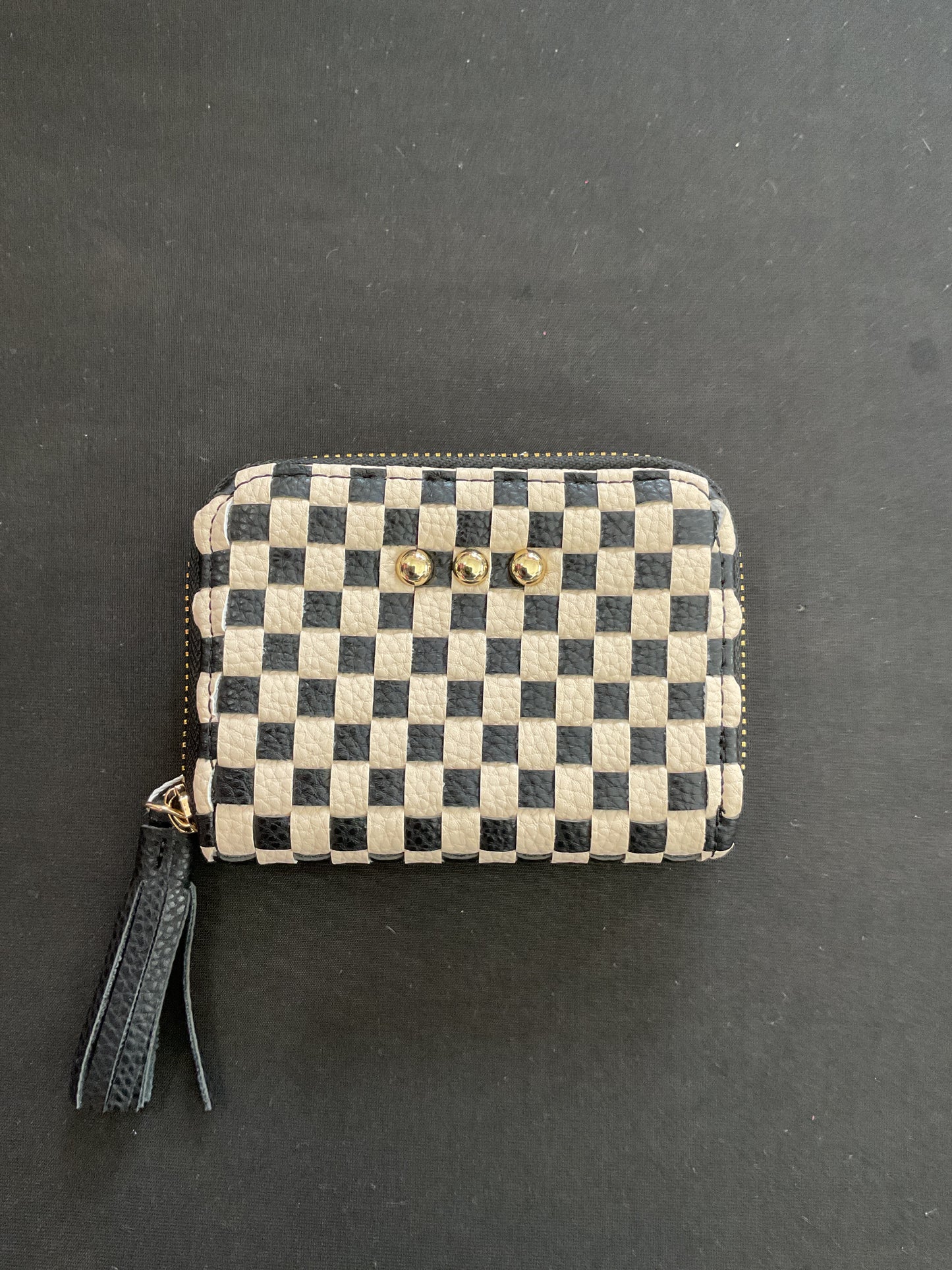 Wynona Woven Wallet Black Checkered