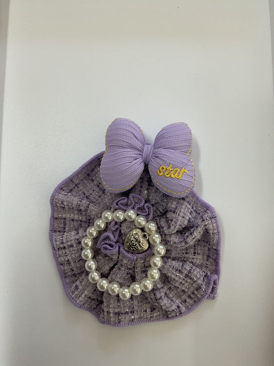 Mini Monster Star Bow Dress Lavender Outfit