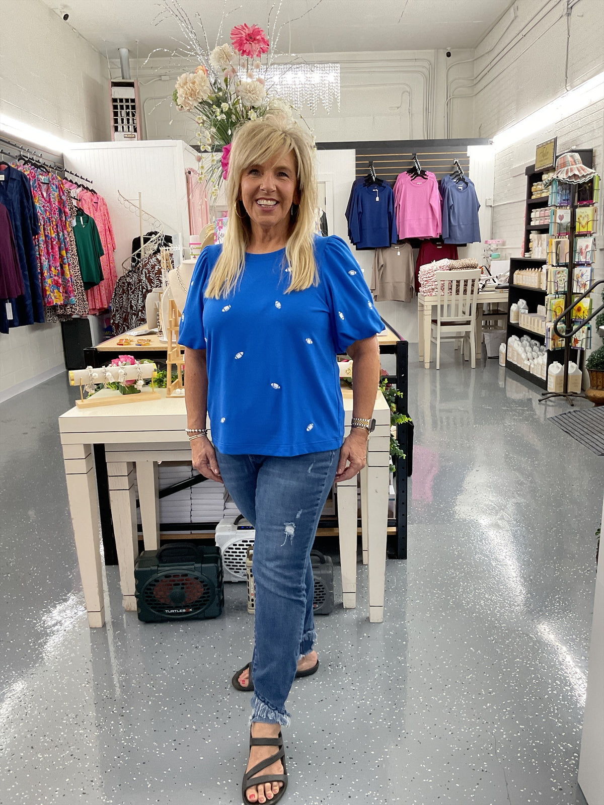MS Blue/White Football Top