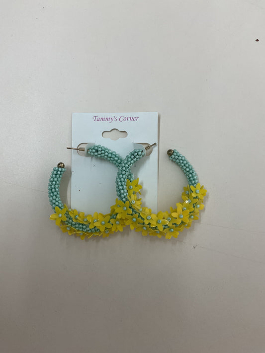 Yellow Flower Beaded Earrings