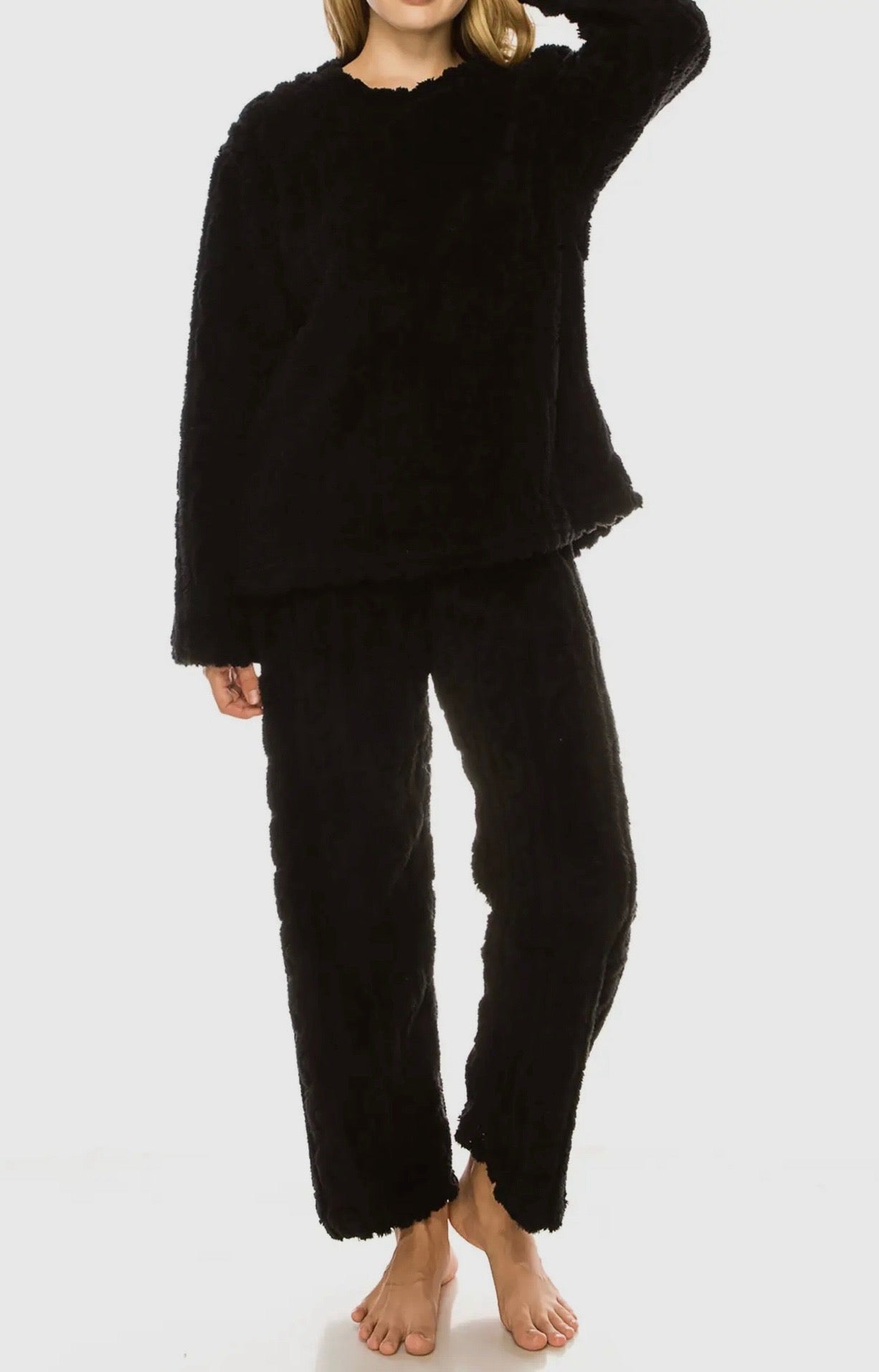 Black Sherpa Lounge Set