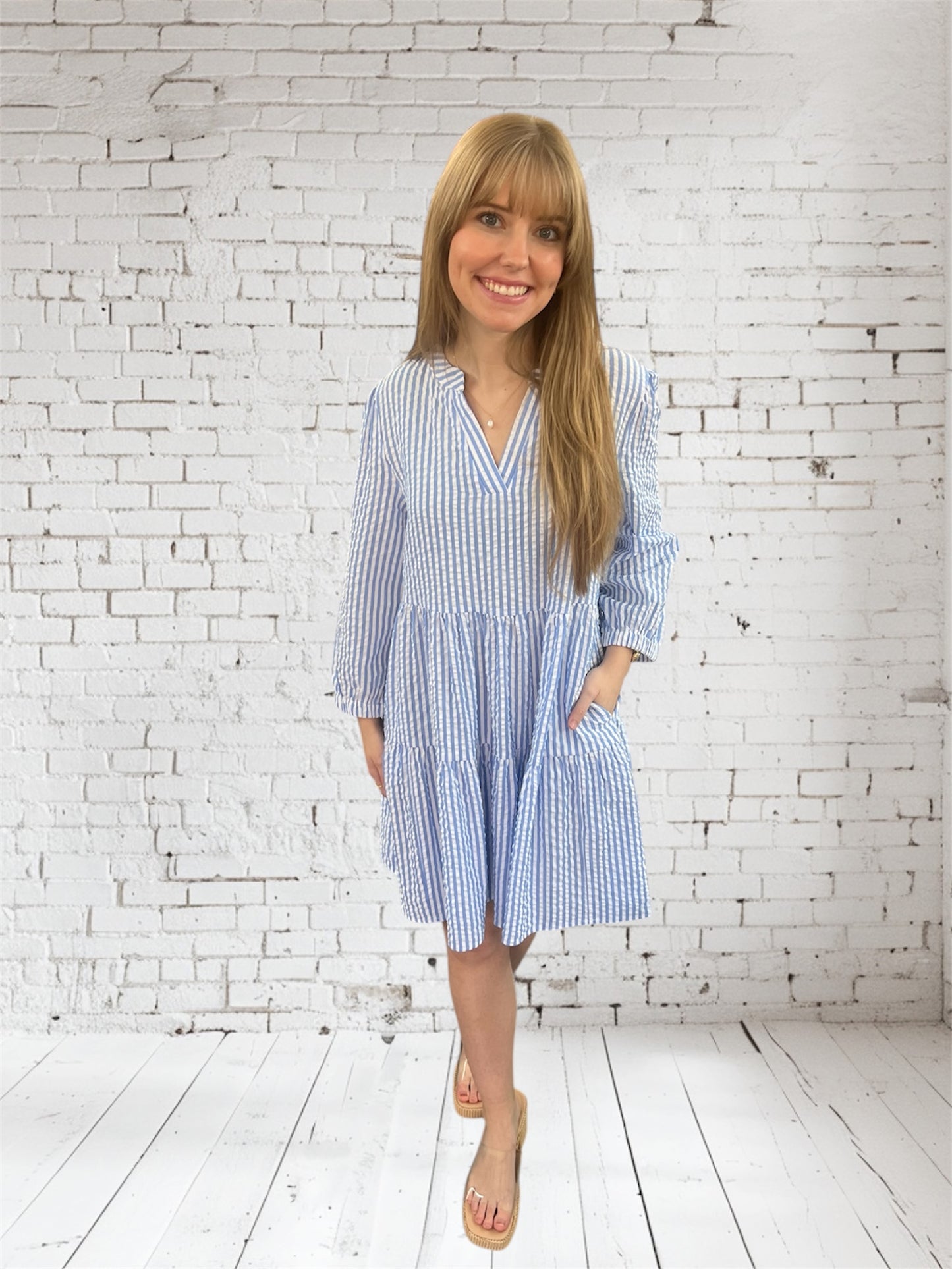 Blue Pinstriped Dress