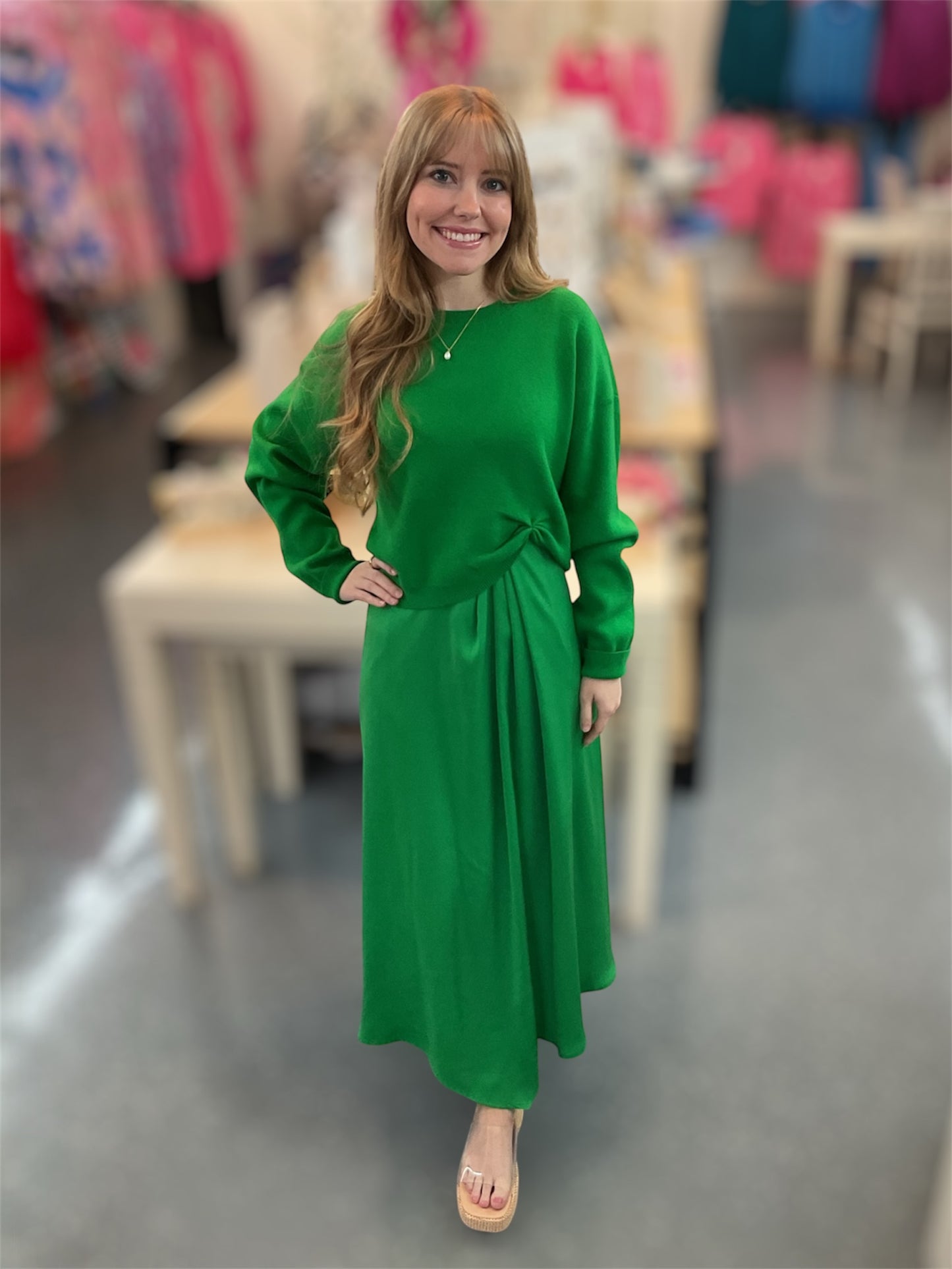 Emerald Ease Midi Dress