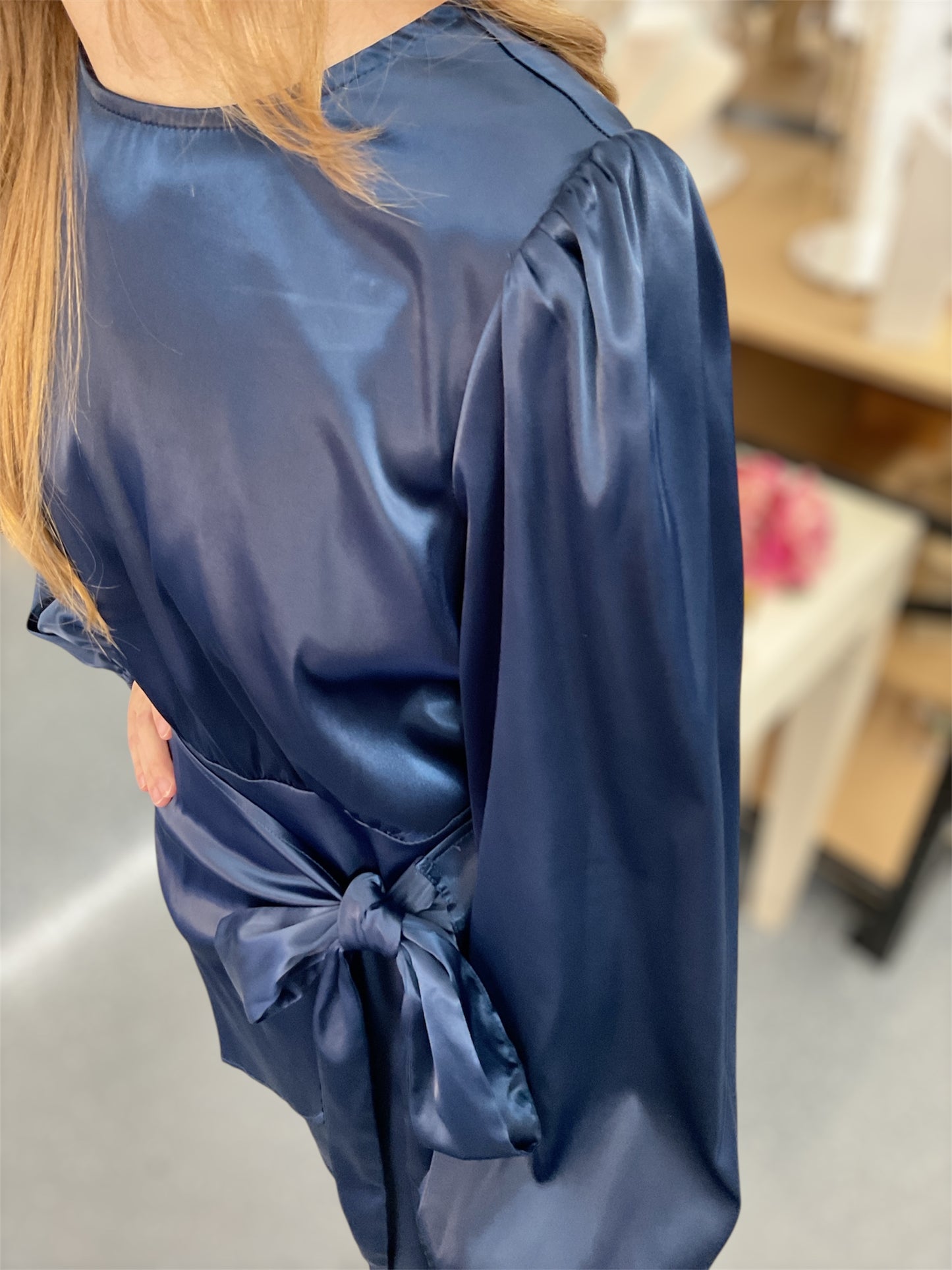 Midnight Bow Satin Dress