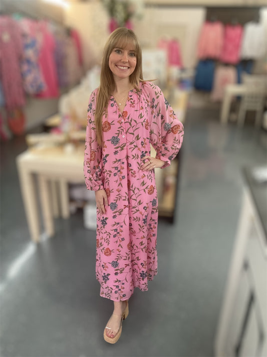 Blush Garden Floral Midi Dress
