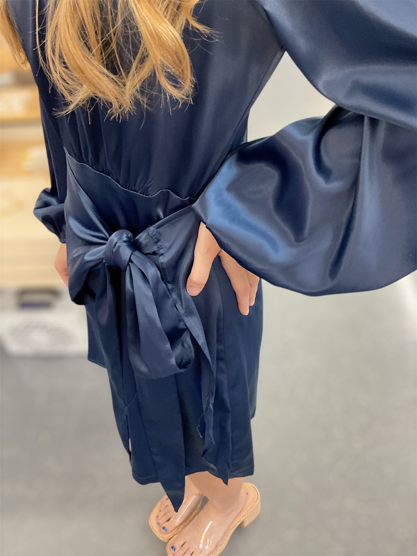 Midnight Bow Satin Dress