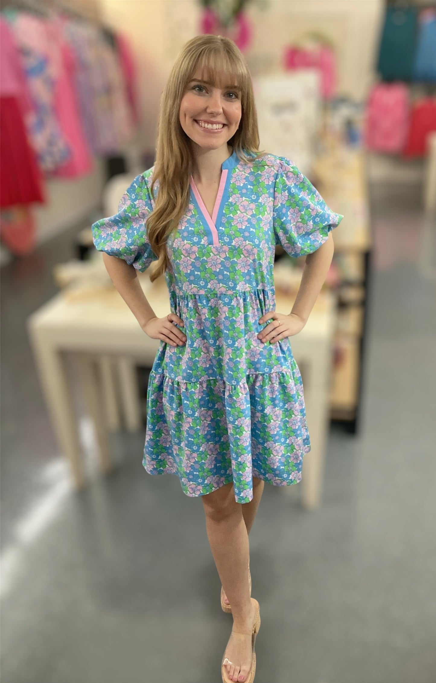 MS Blue Vintage Posies Dress