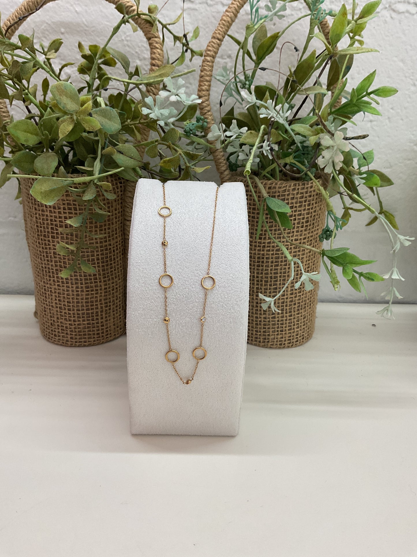 Golden O-shaped with Diamond Necklace