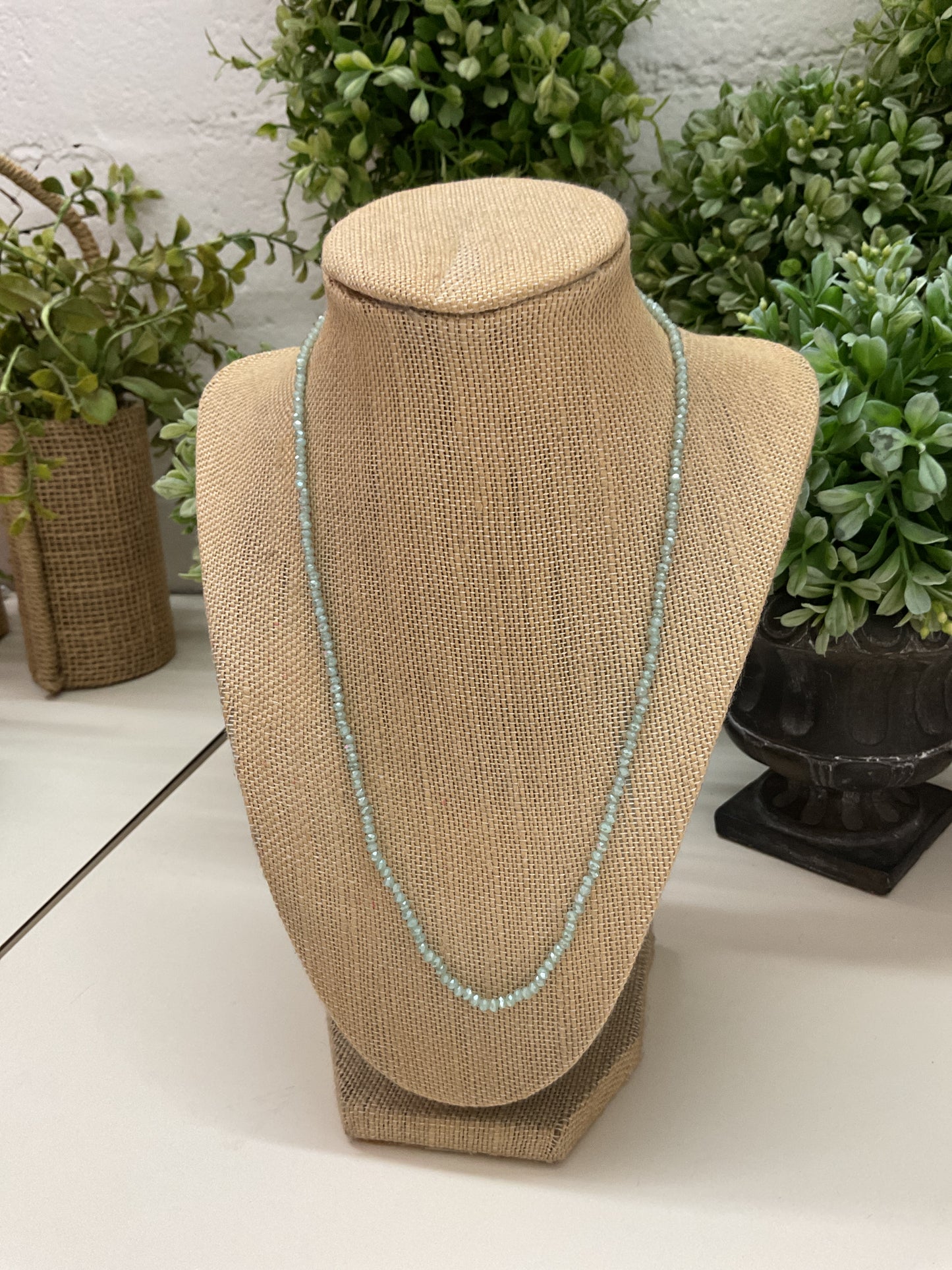 Light Blue Elastic Bead Necklace