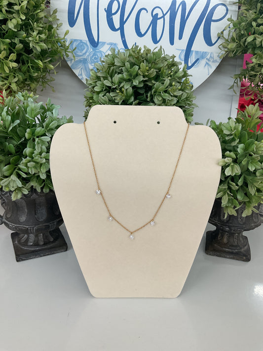 Chan Sutt Pearls Floating Multi Stone Gold Necklace
