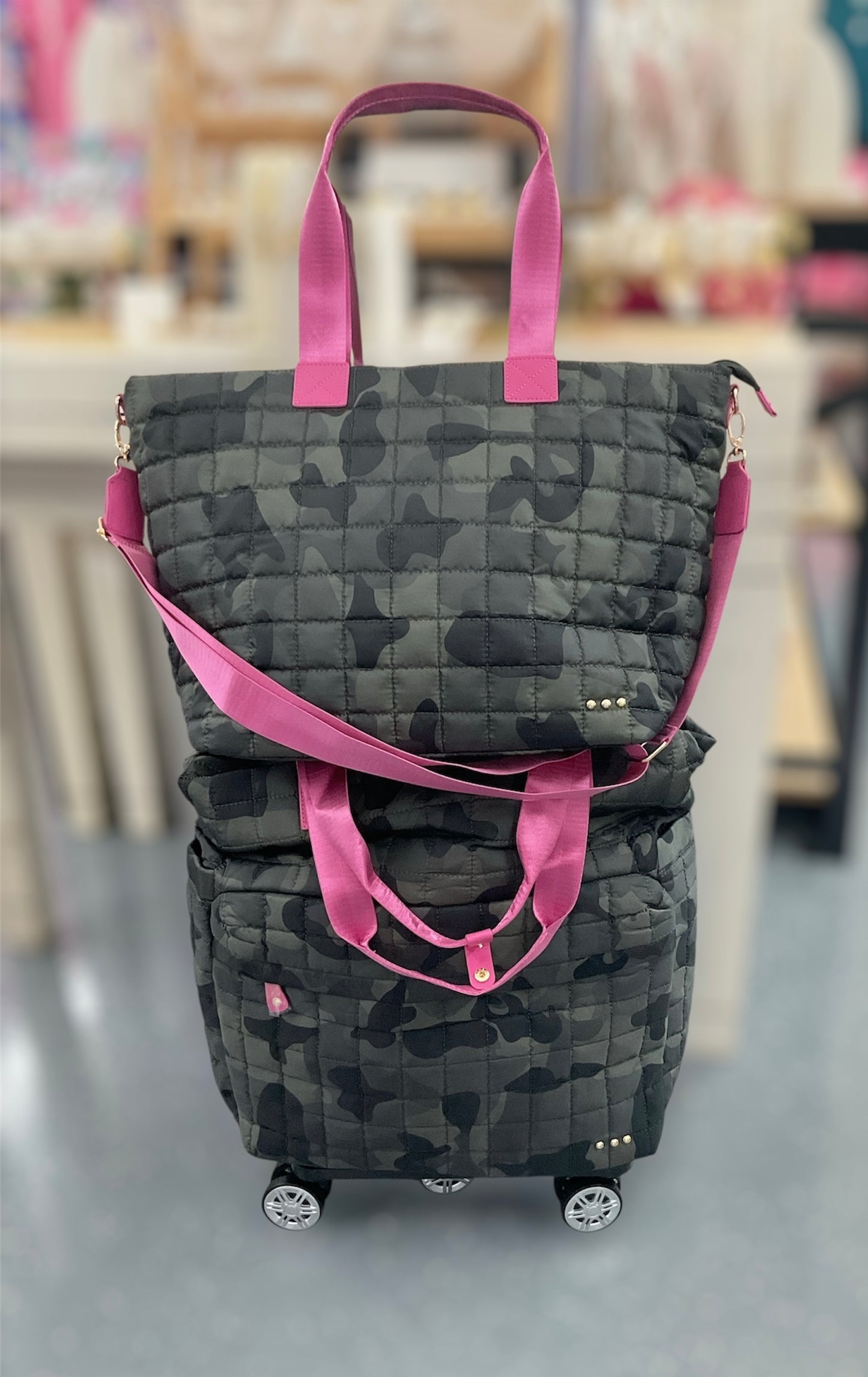 Tenley Quilted Roller Bag Camo