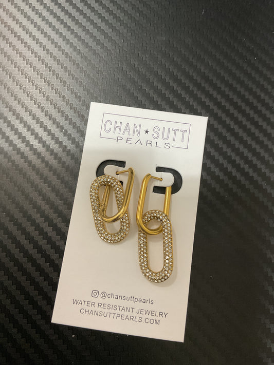 Chan Sutt Pearls Gold Pave Earrings