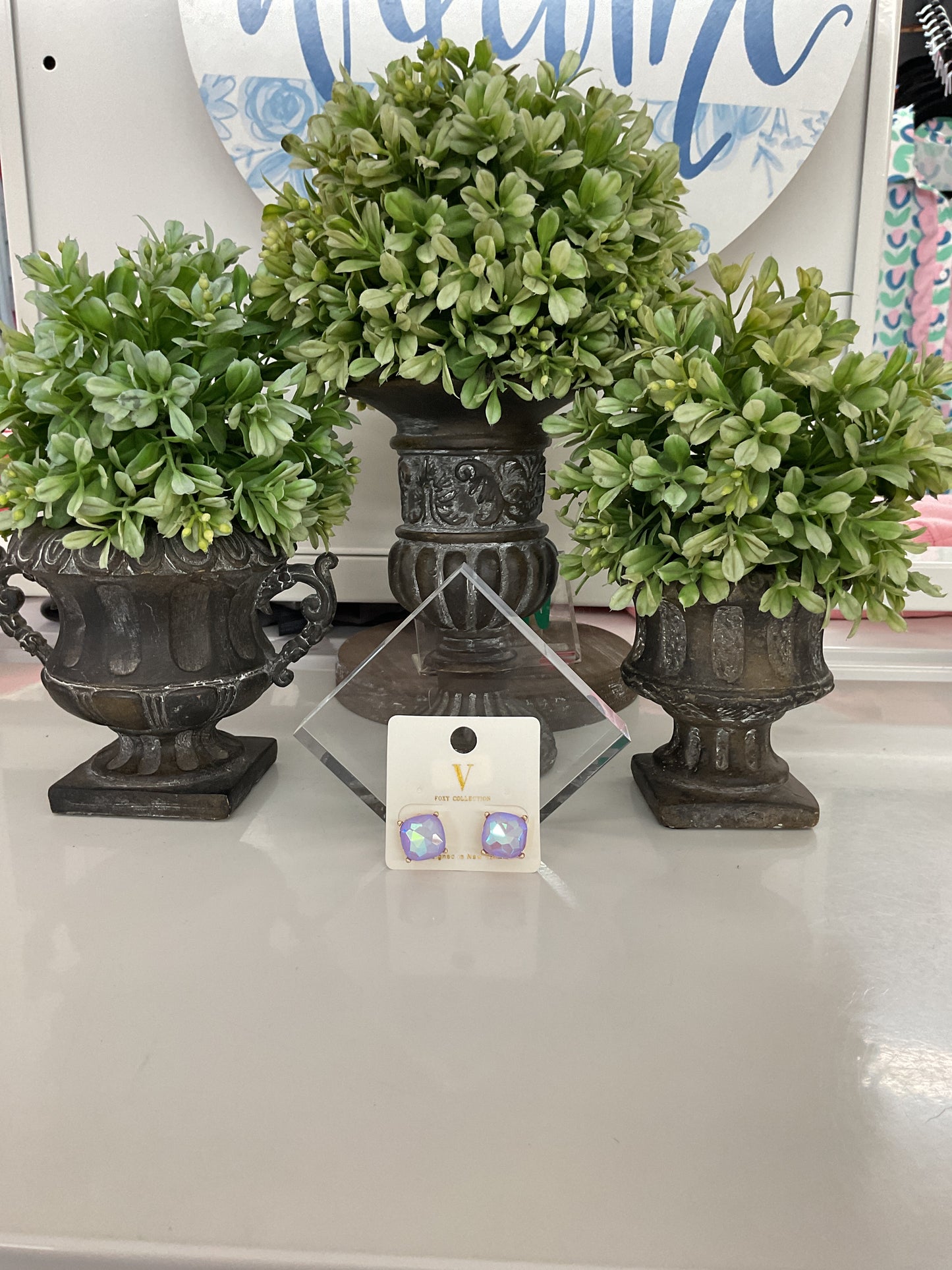 V Collection Gold Lavender Earrings