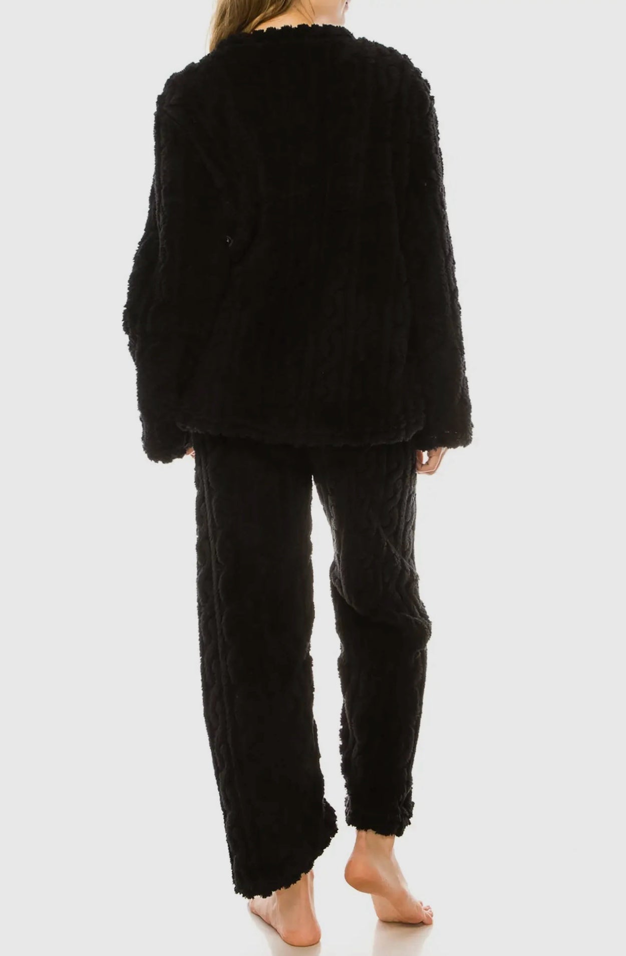 Black Sherpa Lounge Set