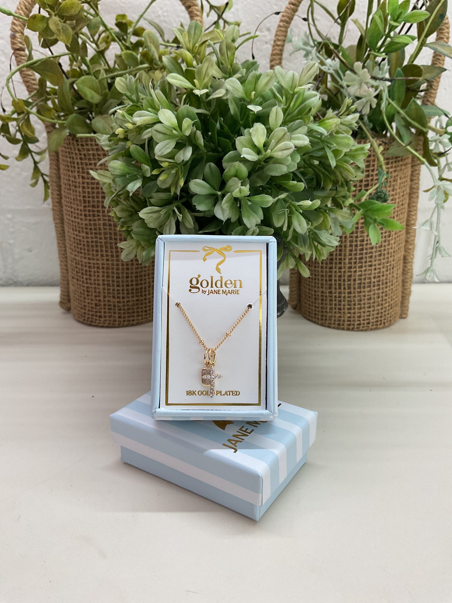 18K Gold Plated Diamond Cross Necklace