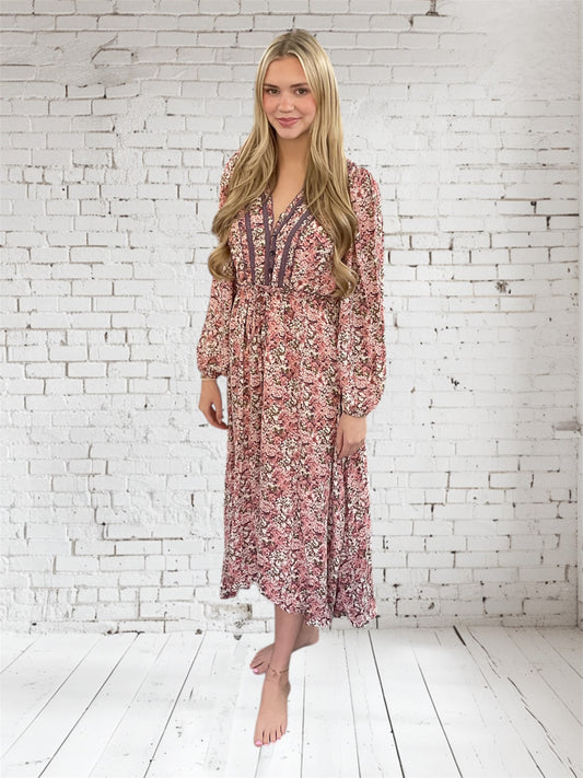 Blushing Meadow Floral Midi Dress