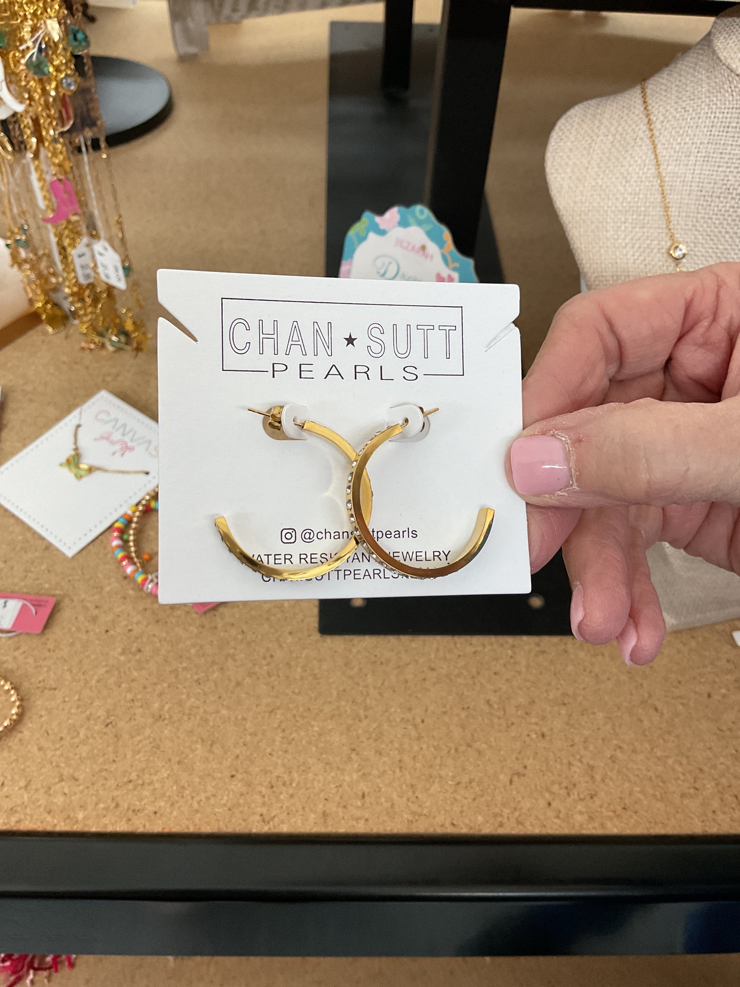 Chan Sutt Pearls Small Pave Earrings
