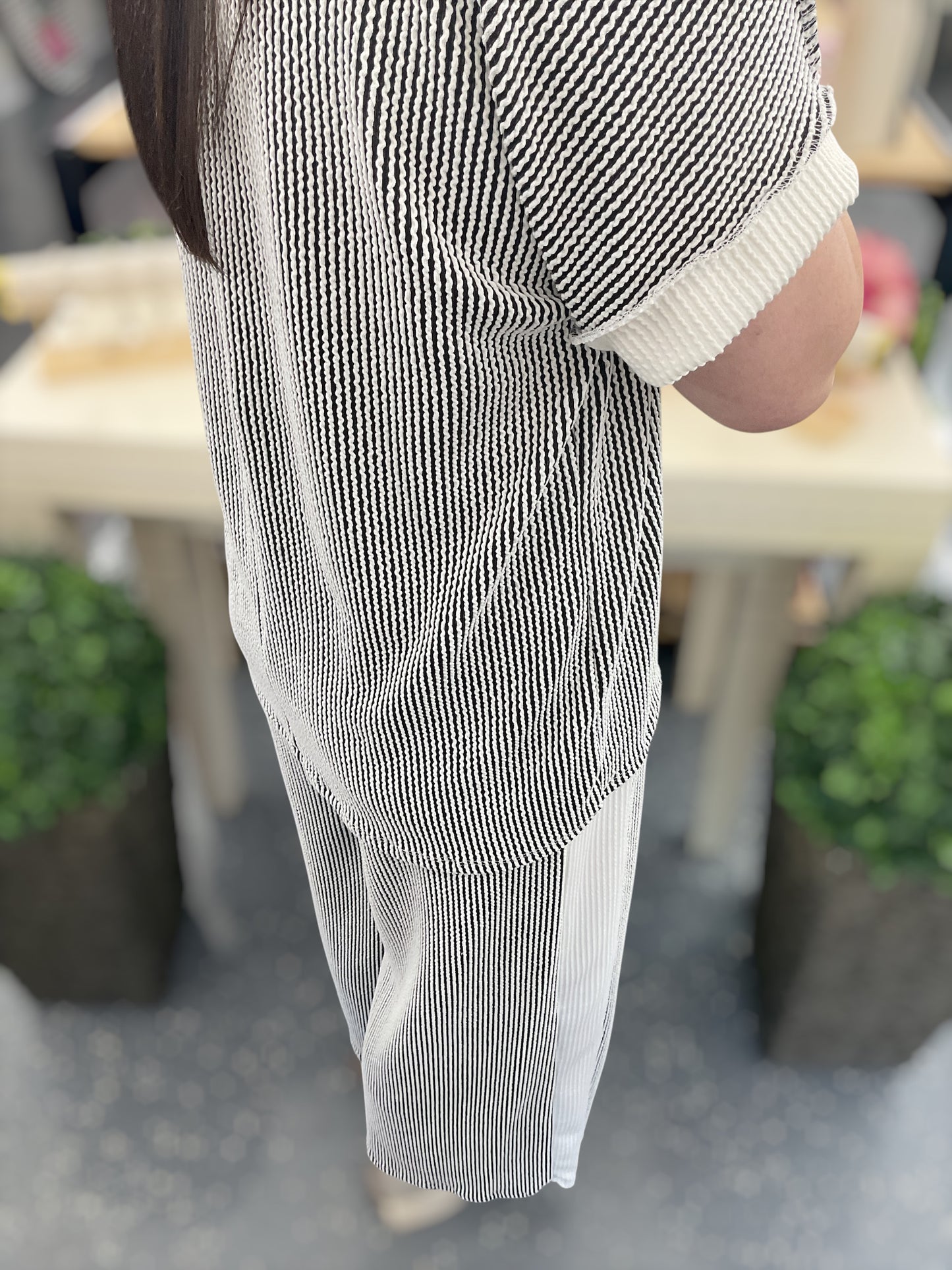 City Chic Black and White Ribbed Set