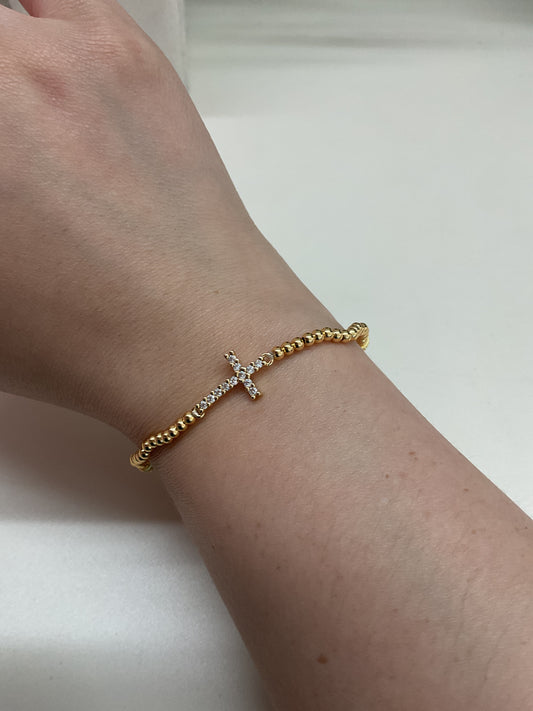 Golden Diamond Cross Bracelet