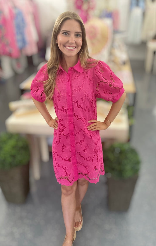 JD Tickled Pink Lace Dress