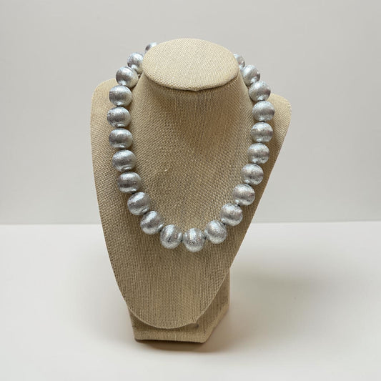 Brushed Silver Ball Necklace