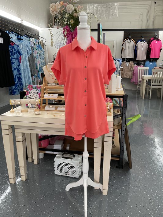 Coral Short Sleeve Romper