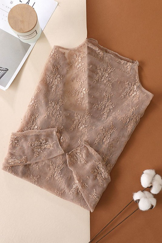 Sheer Coffee Lace Top