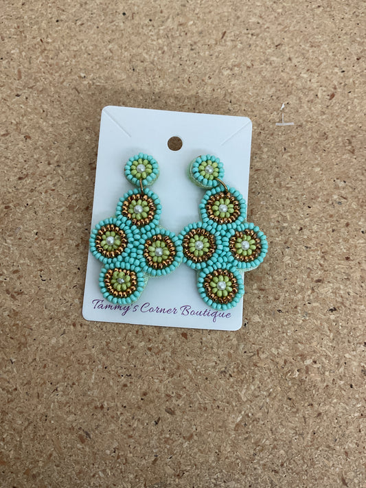 Beaded Blue Earrings