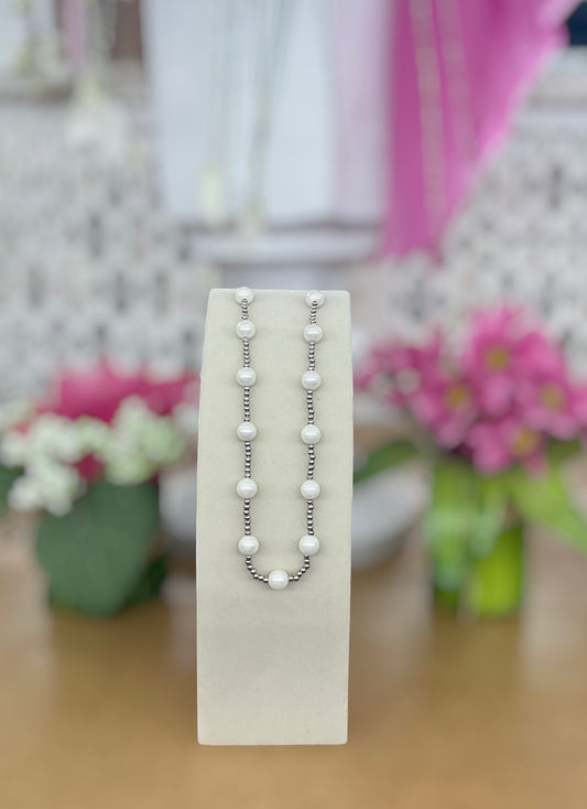 Chan Sutt Silver Pearl Beaded Necklace