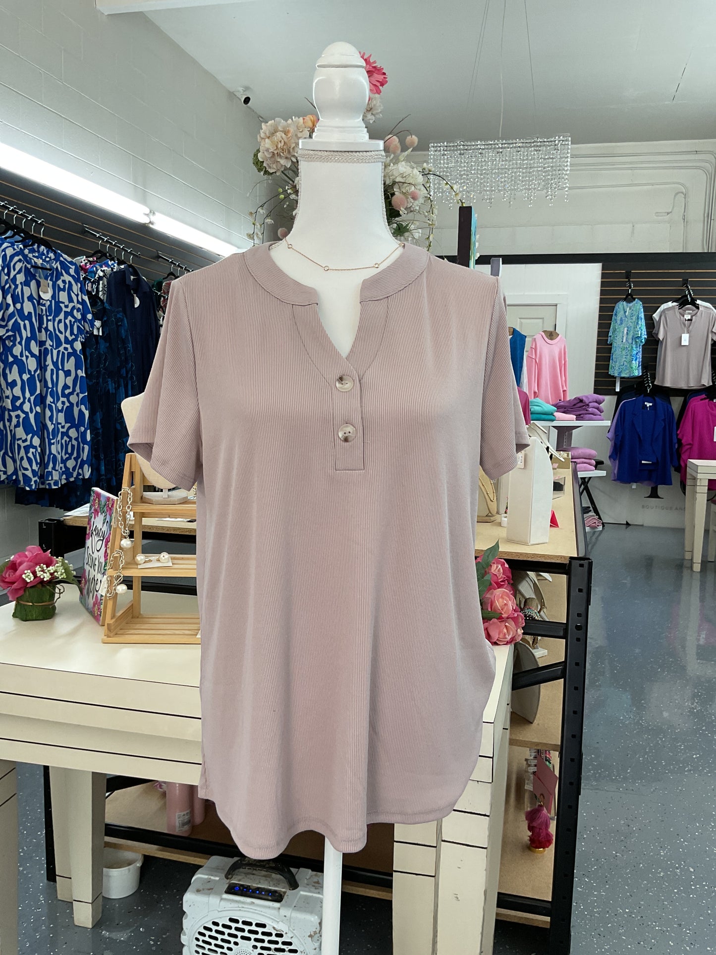 The Taupe Button Tee
