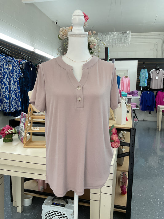 The Taupe Button Tee