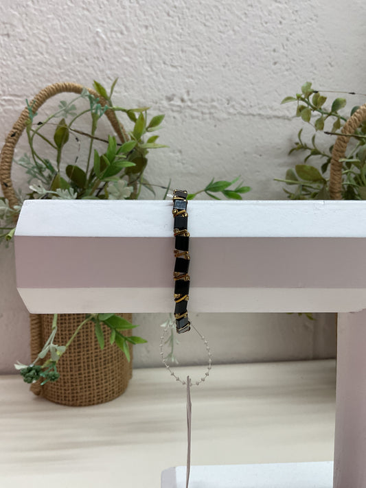 JM Black Gold Flat Beaded Bracelet