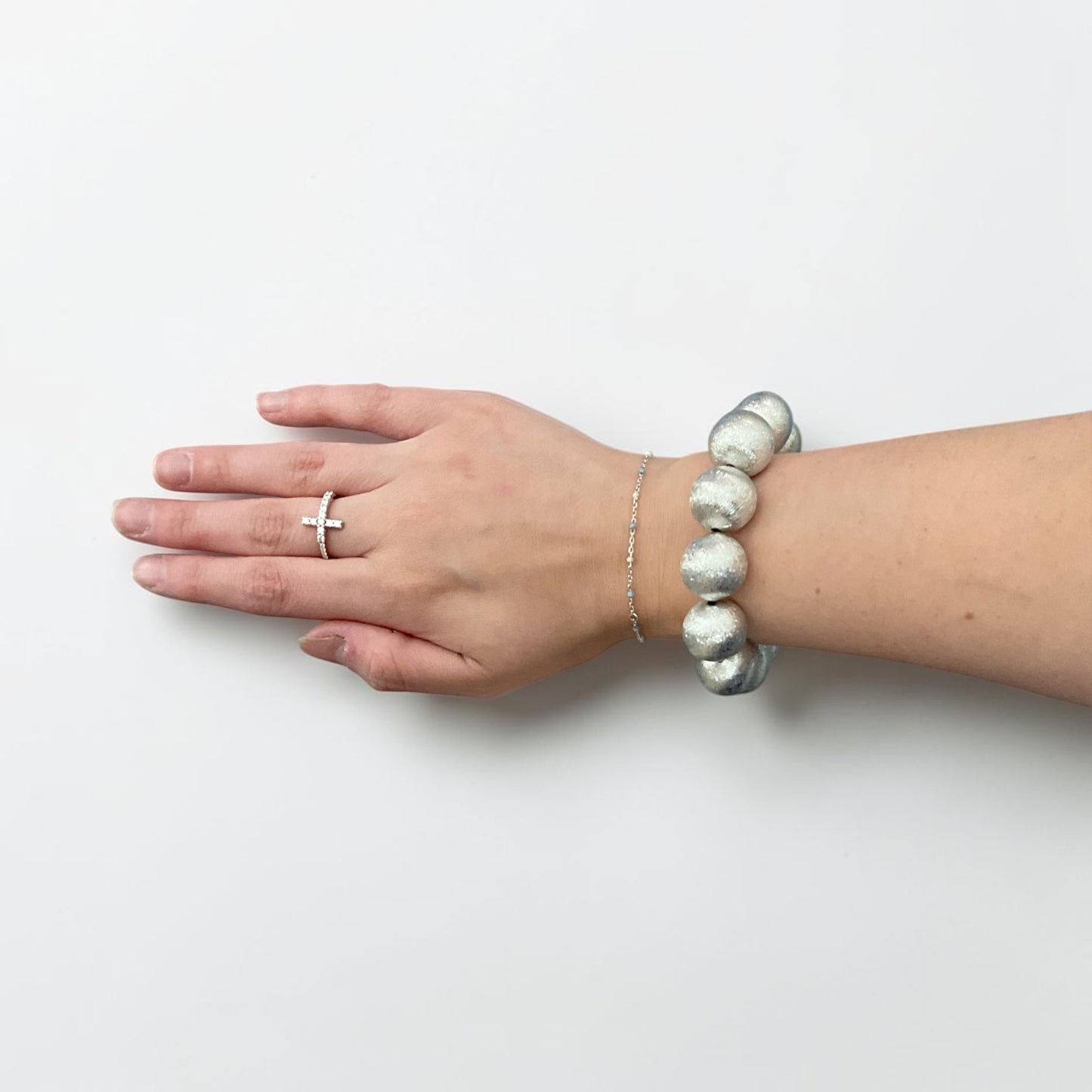 Brushed Silver Ball Bracelet