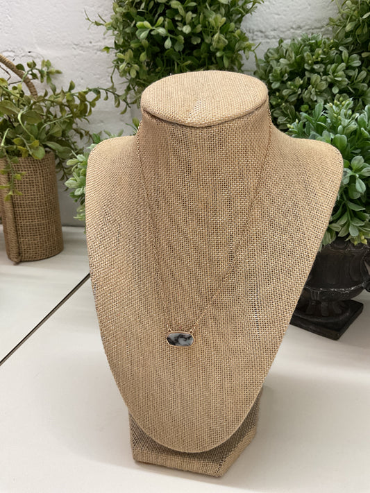 Gray Marbled Pendant Necklace