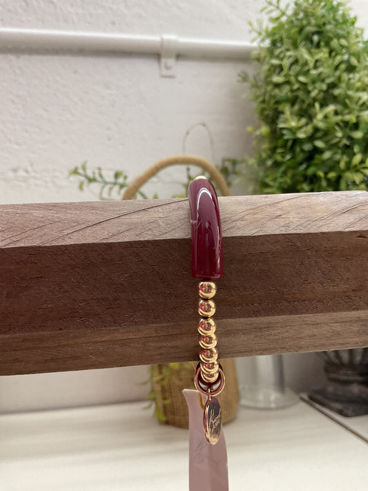 BL Maroon Gold Beaded Bracelet