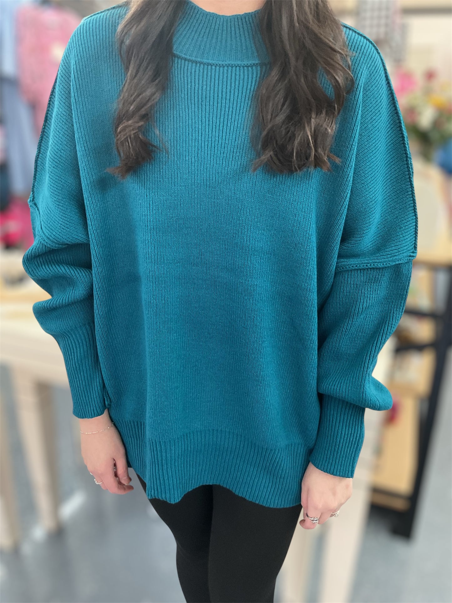 Ocean Teal Ribbed Sweater