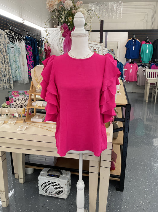 Raspberry Ruffle Top