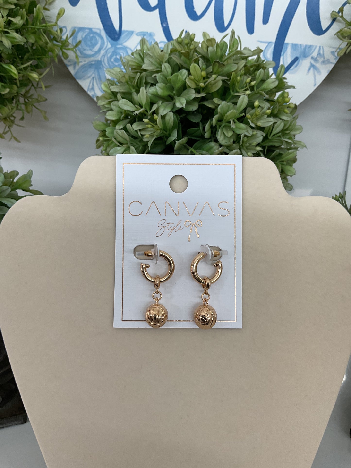 Volleyball Drop Hoop Earrings