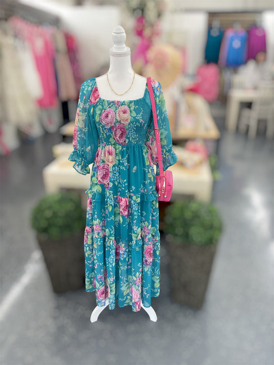 Teal Blossom Beauty Dress