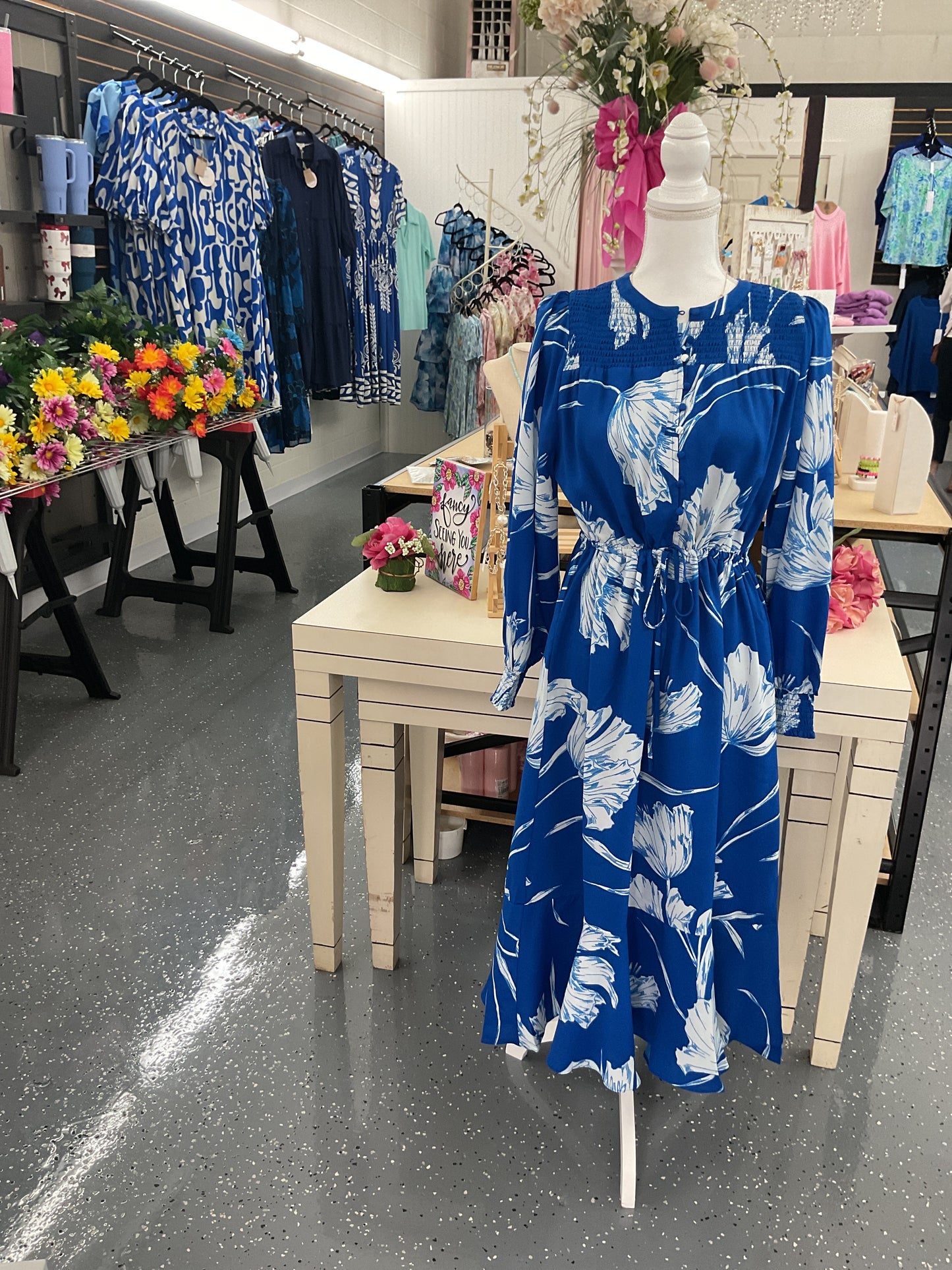 Ocean Breeze Floral Midi Dress